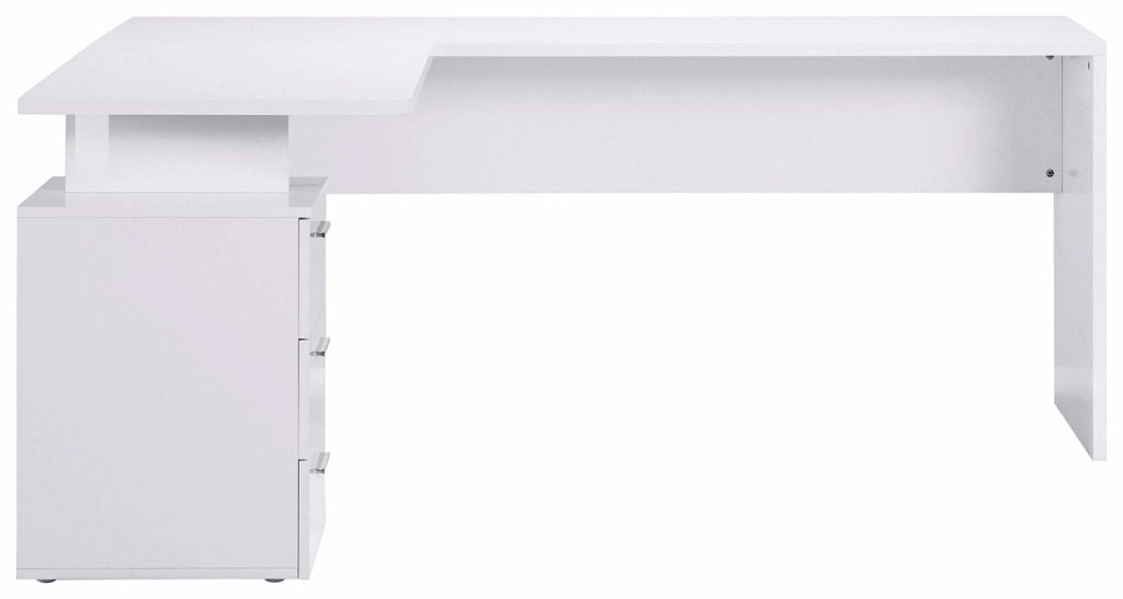 Scrivania Angolare 180/160x60x75cm cm New Selina Bianco Lucido e Ardesia