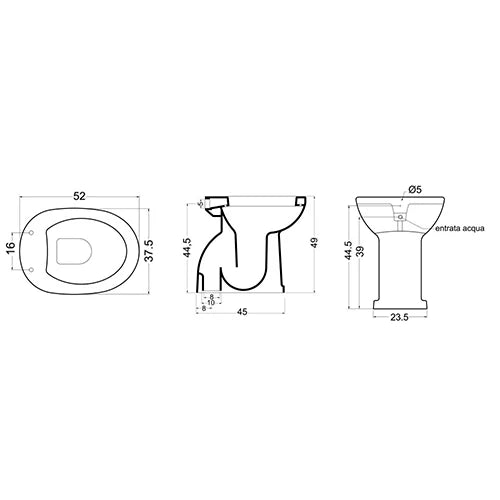 Vaso/Bidet anziani chiuso DH scarico a pavimento