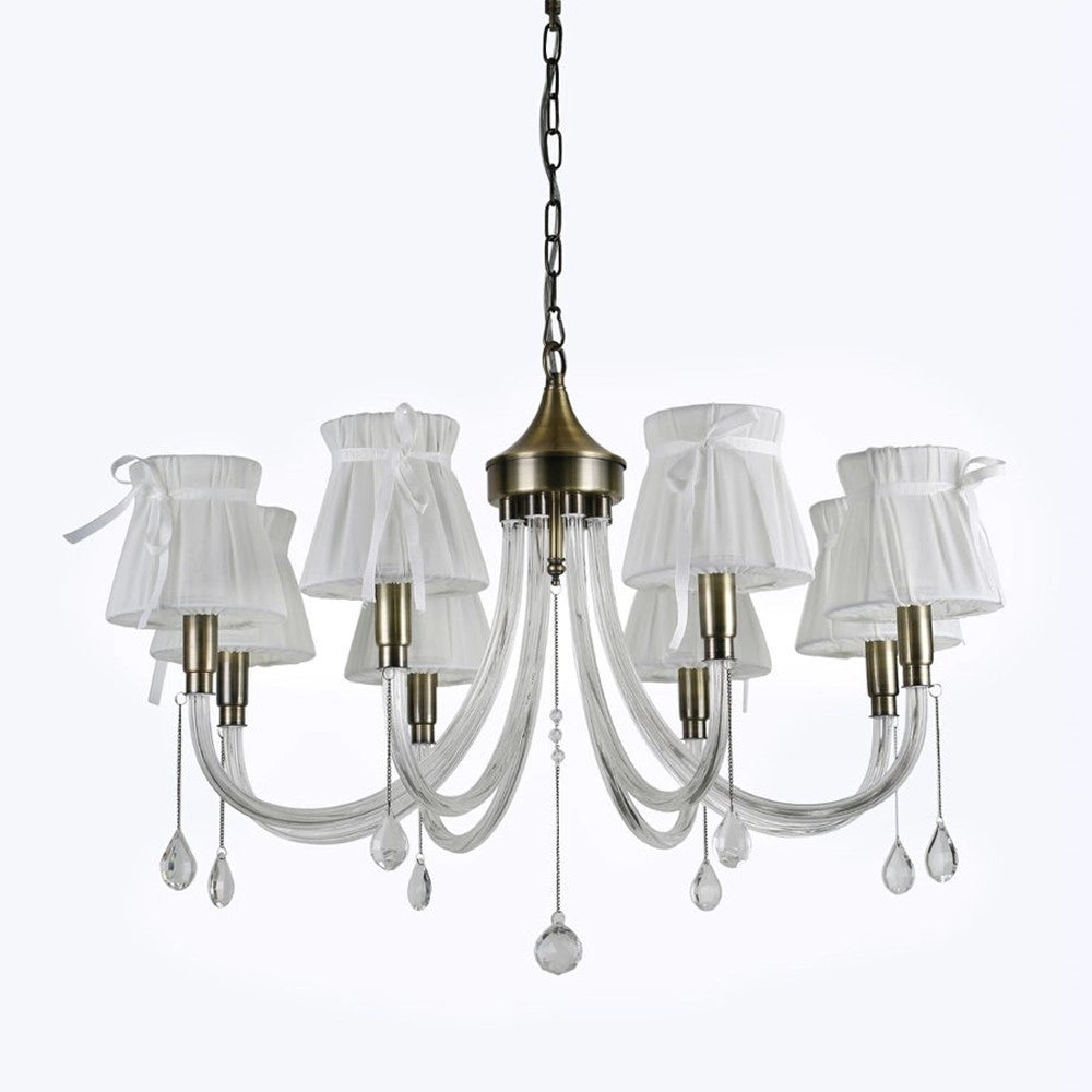 Trade Shop - Lampadario Classico Bronzo Bianco A 8 Bracci Lampada Da Soffitto A Sospensione 92389 -