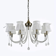 Trade Shop - Lampadario Classico Bronzo Bianco A 8 Bracci Lampada Da Soffitto A Sospensione 92389 -