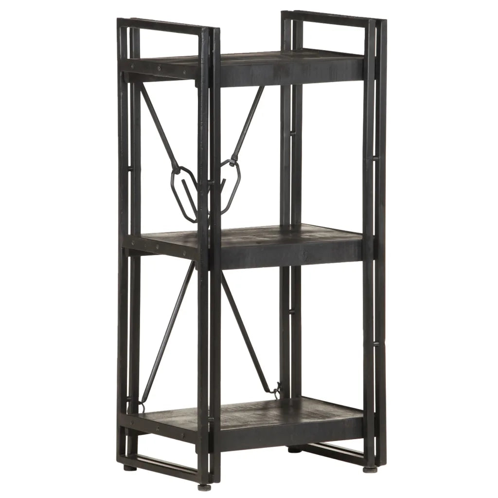 Libreria a 3 Ripiani 40x30x80cm Nero in Legno Massello di Mango 320625