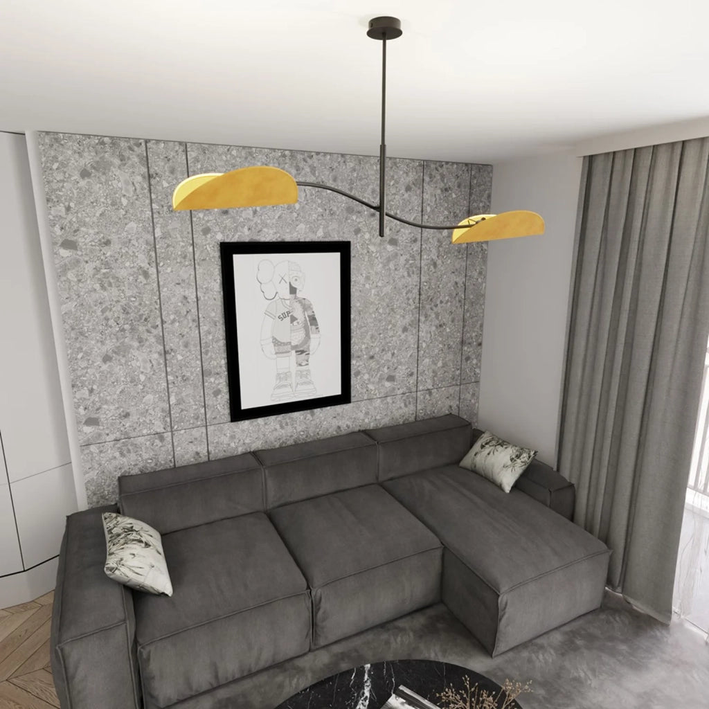Plafoniera Moderna Ares Acciaio Nero Arancione 2 Luci E14 Ip20