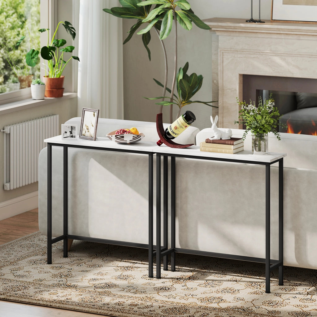 Tavolino consolle per ingresso con gambe regolabili ¨C zephmum ¨C Nero 75x24x76 cm