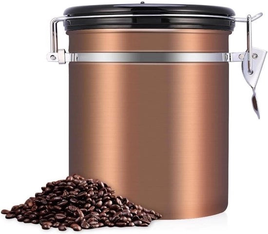 Contenitore a 15 l in acciaio inox impermeabile per la conservazione del cibo - mantiene la freschezza dei chicchi di caffè - oro