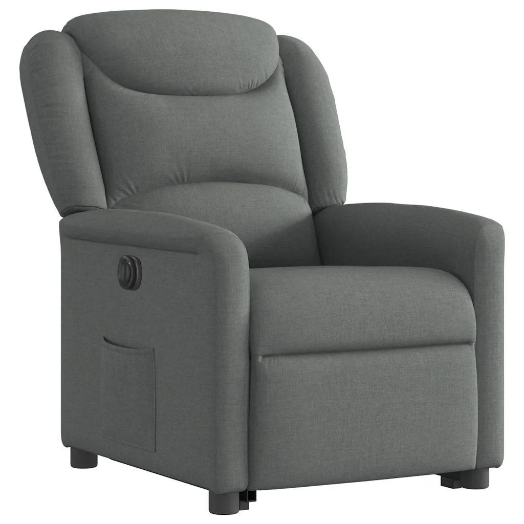 Poltrona Alzapersona Reclinabile Elettrica Grigio Scuro Tessuto 3303215