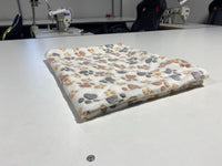 AIO FACTORY Coperta in pile 100x70 cm Coperta per cani con zampe marrone-grigio bianca