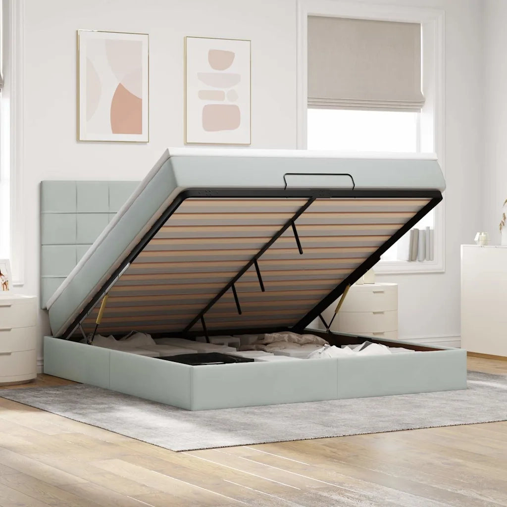 vidaXL Struttura Letto Pouf con Materassi 160x200 cm in Velluto