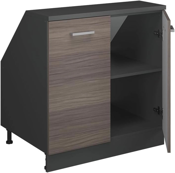 Mobile sottotetto Rion, Grigio nobile, 80 x 81.6 cm con 2 porte, carcassa 60 cm profondità, adatto per il salvaspazio sotto tetti spioventi