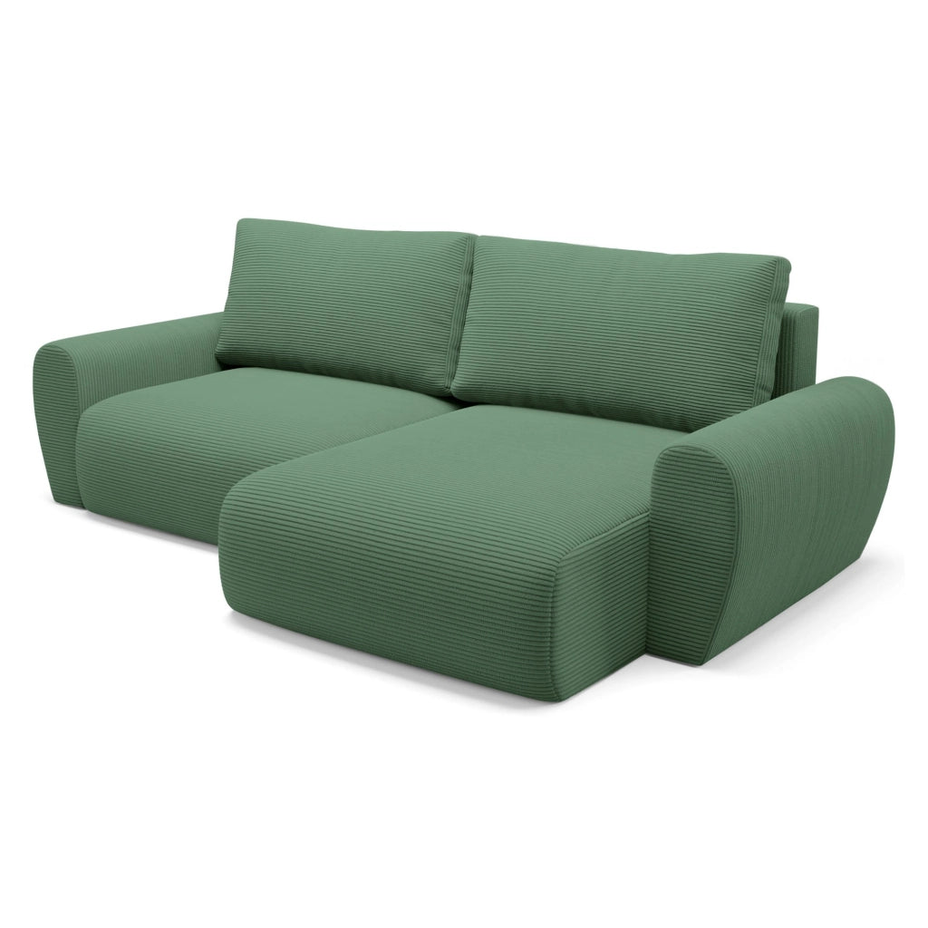 Paullo, Divano Letto con Penisola Contenitore, 253x153 cm Verde