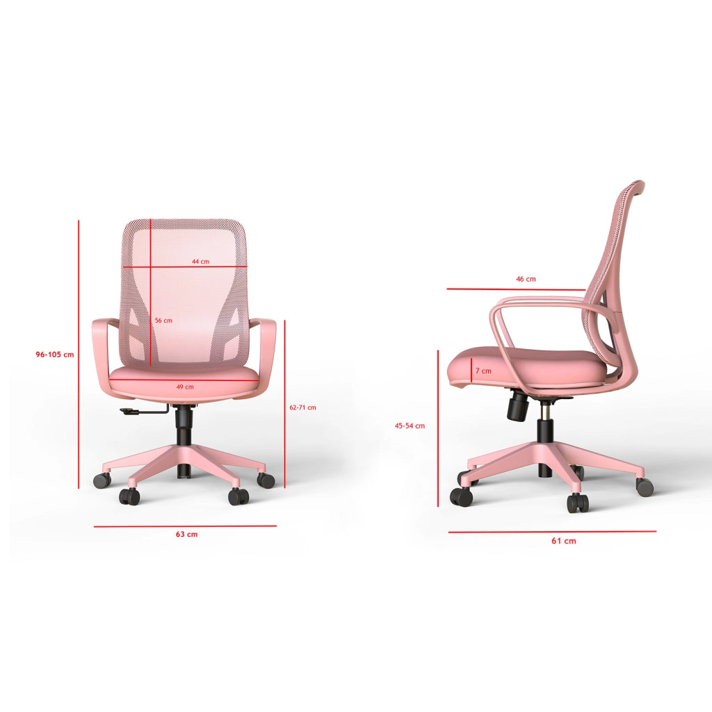 Sedia studio Hispanohogar altezza regolabile in tessuto rosa