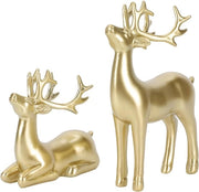 Due Figure di Renne per Cultura di Casa - Decorazione di Renne in Oro per Sala - Camera - Ufficio - Parete - Regalo per la Mamma - Donna