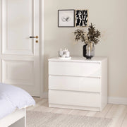 Cassettiera Kajiki, Settimino multiuso, Comò camera da letto, Mobile con cassetti, 77x50 h68 cm, Bianco lucido