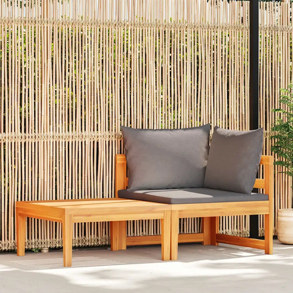 Salotto da Giardino-Set Divani Giardino 2 pz con Cuscini Grigio Scuro Legno Acacia 360585