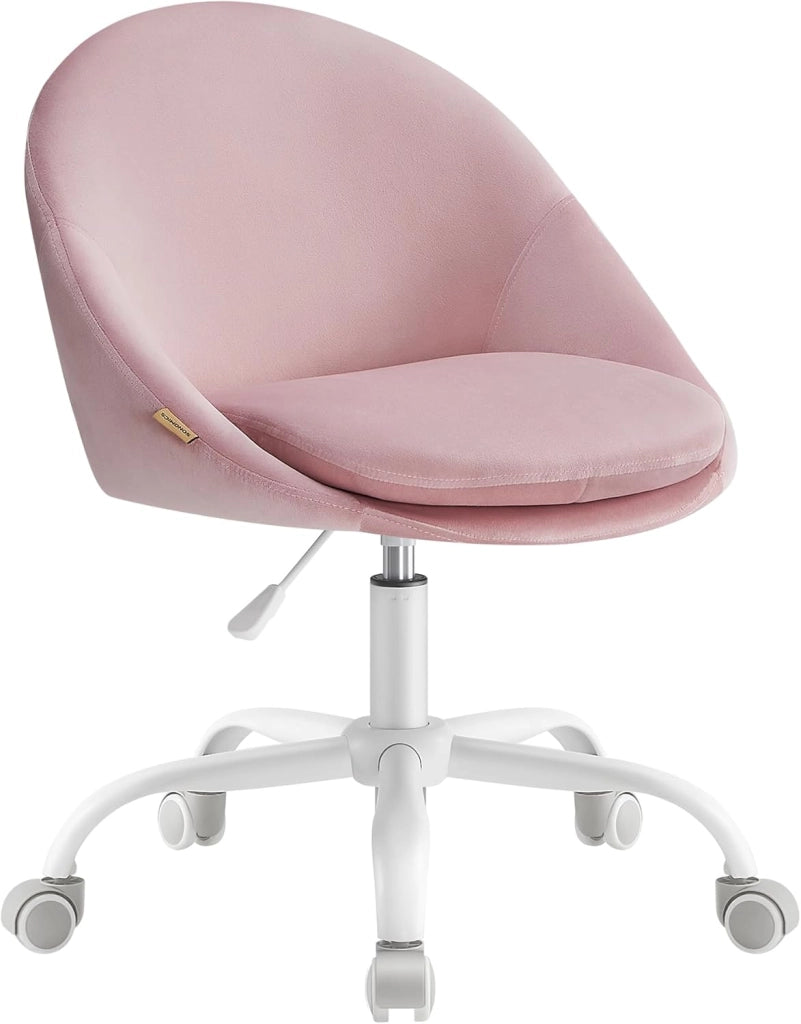 SONGMICS Sedia da Studio, Sedia Girevole di Cotone-lino, Poltrona da Scrivania Imbottita in Gommapiuma Regolabile in Altezza, Studio, Camera da Letto, Grigio Ardesia OBG020G05
