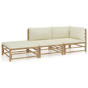 Set Divani da Giardino 3 pz con Cuscini Bianco Crema in BambÃ¹ cod mxl 37888