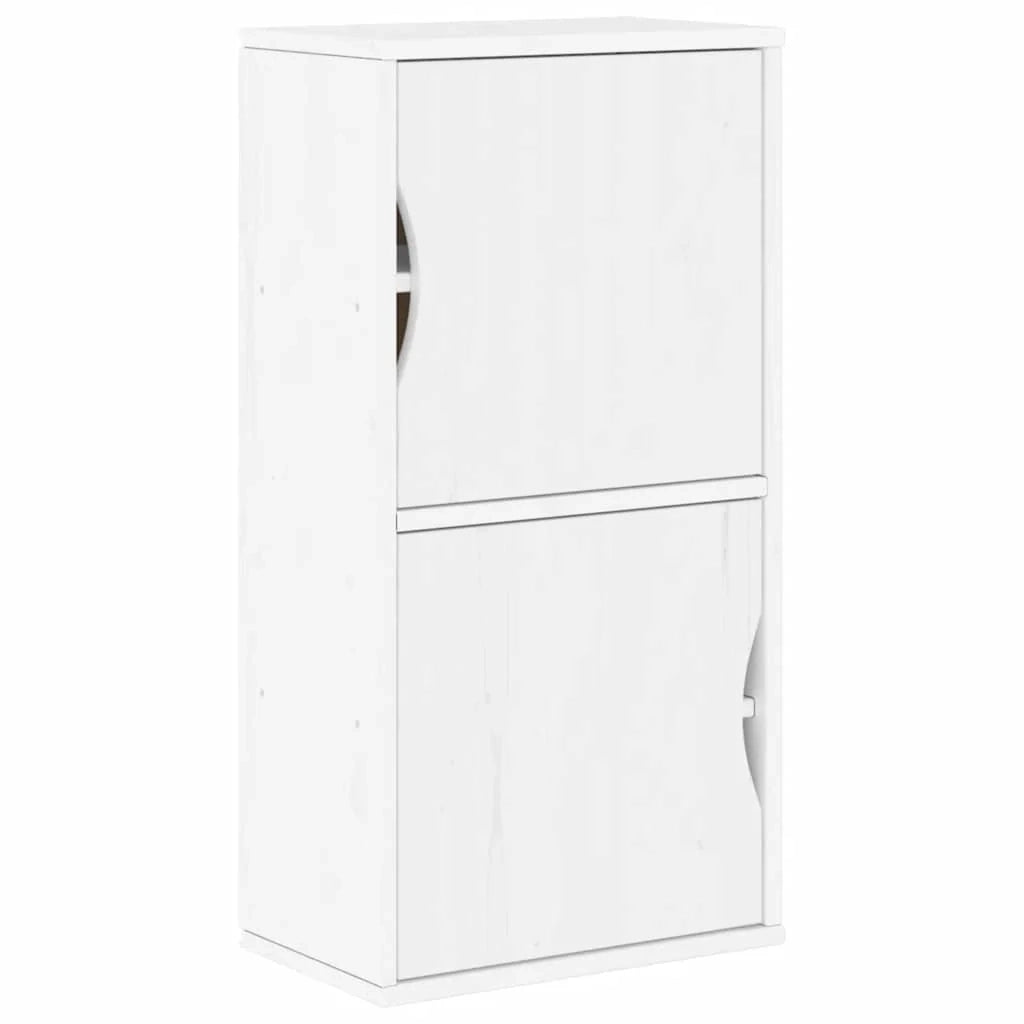 Mobiletto laterale classico per piccoli spazi 40 x 24 x 79 cm con ampio spazio di archiviazione stile rustico finitura legno bianco 02_0058039