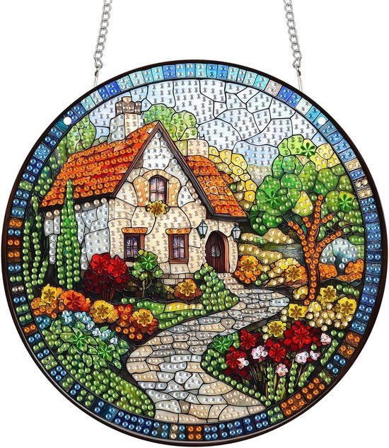 Kit di decorazione per pareti a cristallo, 20x20cm, paesaggio di giardino, acrilico, modello a doppio lato, arte fai da te per decorazione di casa e accessori per finestre
