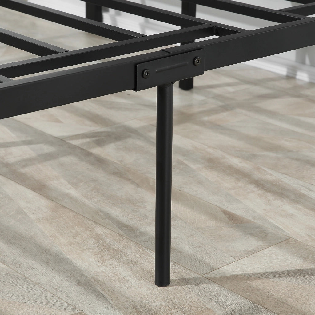 Struttura Letto Una Piazza e Mezzo 140x200 cm in Acciaio con Doghe Integrate Nero e Marrone Rustico