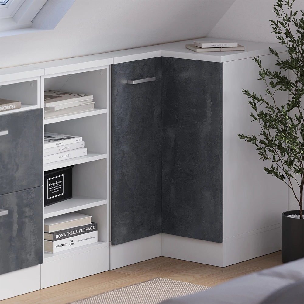 Mobile sottotetto Mobile angolare Rion Calce nera/Bianco 75.6 x 83.8 cm con 1 porta Vicco