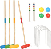 Set di Croquet da Giardino Esterno per Famiglie e Bambini con 4 Palle e 4 Mazze