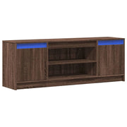 Mobile TV multimediale mensola TV credenza mobile TV per sala da pranzo soggiorno camera da letto con illuminazione a LED rovere 139,5 x 34 x 50 cm legno ingegnerizzato marrone 02_0026463