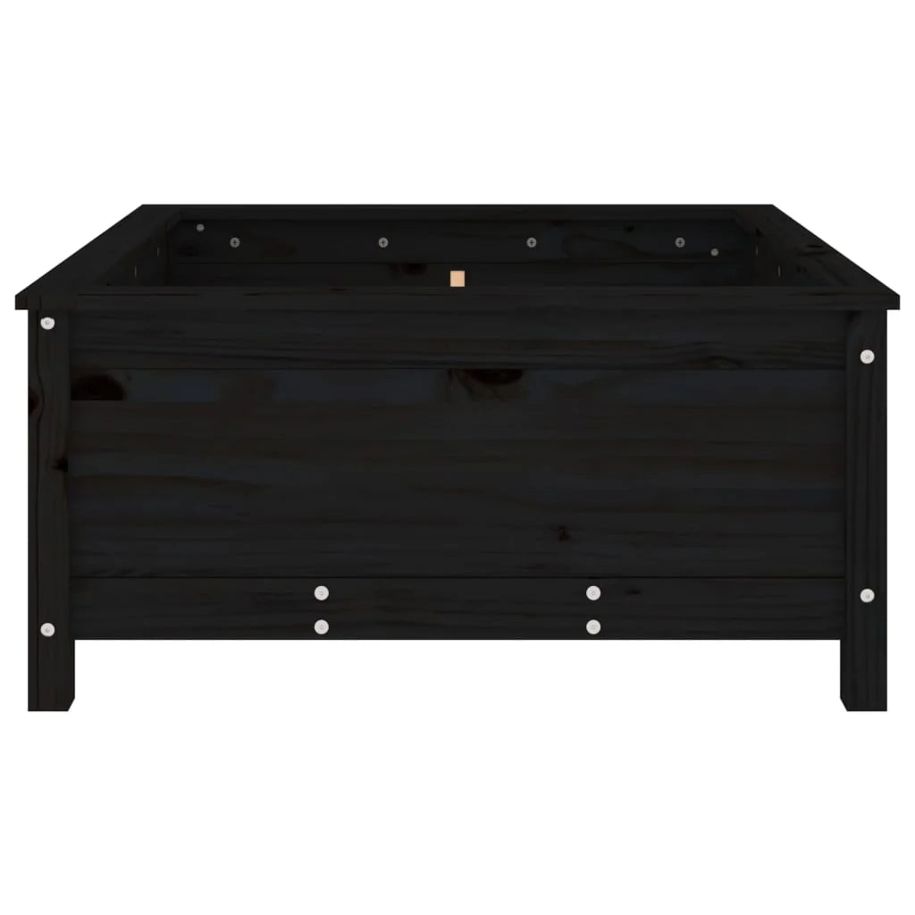 Fioriera rialzata per piante e fiori terrazza giardino 82,5 x 82,5 x 39 cm legno massello di pino nero 02_0037946