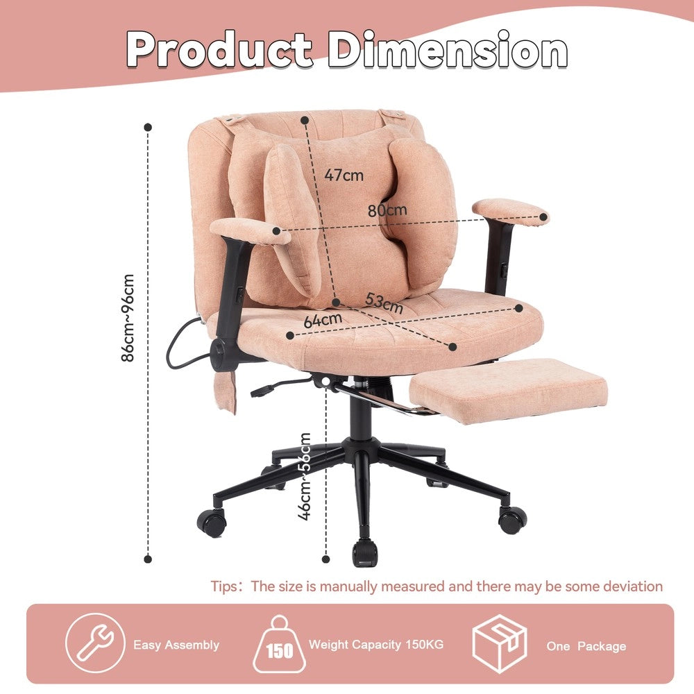 Poltrona da Ufficio Girevole con Poggiapiedi ¨C MINIMAL ¨C Rosa, Braccioli, Altezza Regolabile