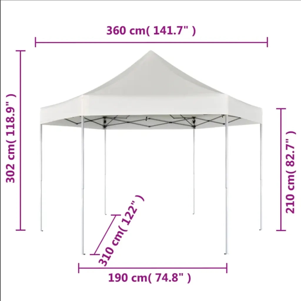 Gazebo Pieghevole Esagonale Pop-Up Grigio 3,6x3,1 m 42108