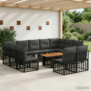 Set Divano da Giardino 12 pz Nero e Grigio scuro polyrattan 3437913