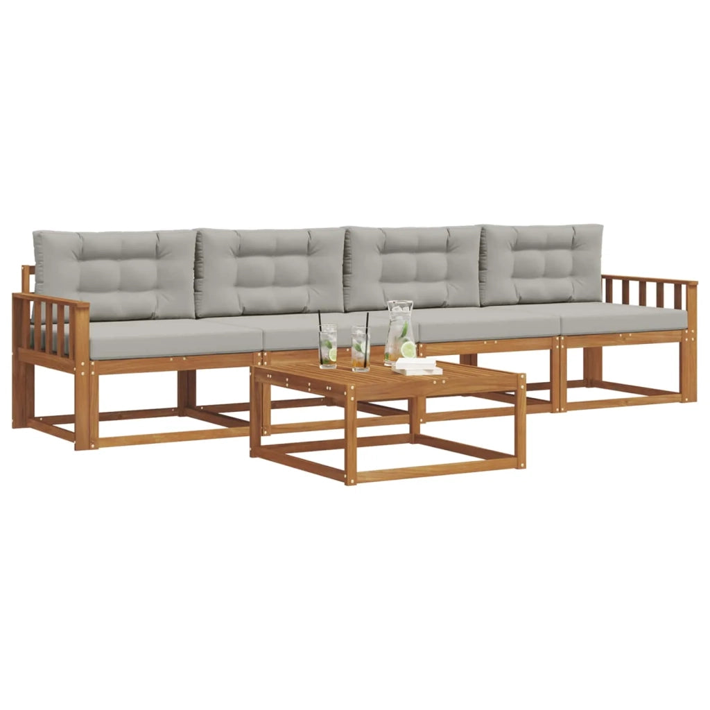Set di divani da esterno 5 pcs Grigio Naturale e Chiaro 3367154