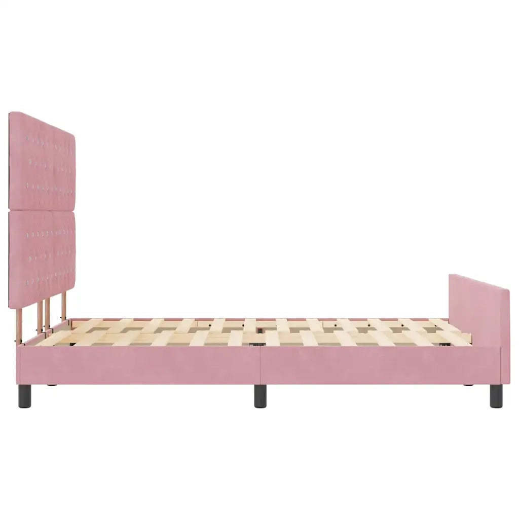 Letto a molle con testiera Rosa 140 x 190 cm Velluto 3344878