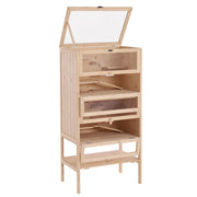 Gabbia per Criceti e Porcellini d'India in Legno Massello con Ripiani e Rampe ¨C zephmum ¨C 60x40x120cm