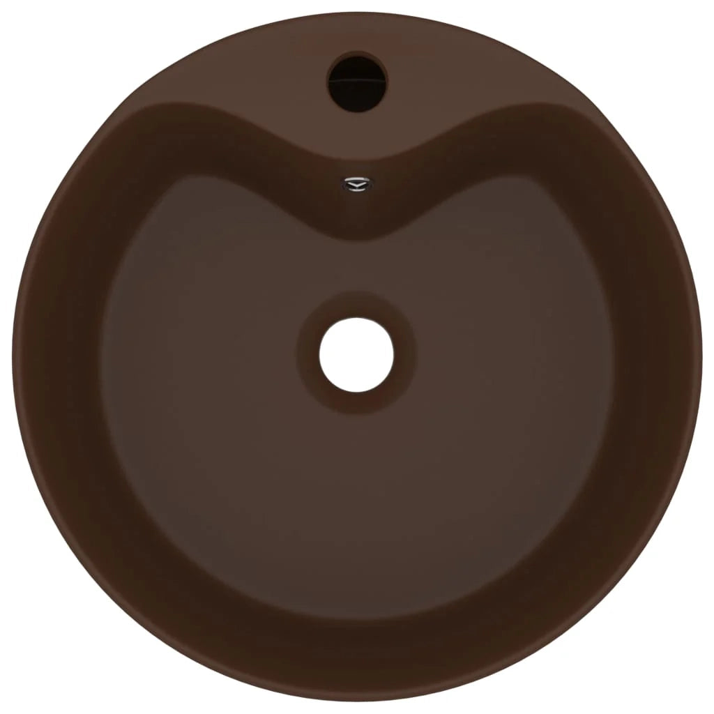 Lavabo con troppopieno 36 x 13 cm ceramica marrone scuro opaco 02_0002781