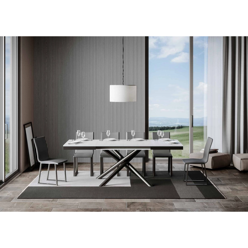 Tavolo allungabile 90x120/380 cm Famas Evolution telaio Antracite - Bianco Frassino