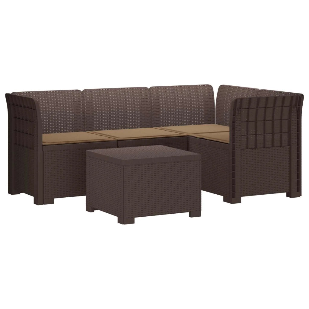 Divano da giardino 4 posti con cuscini aspetto rattan PP 3444004