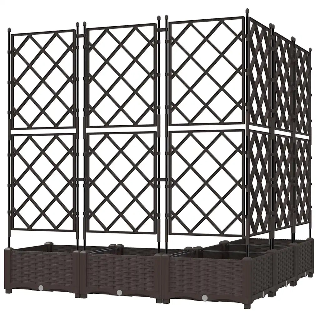 Fioriere | Cassetta per fiori | Vaso da giardino 5 pz Marrone 120 x 120 x 125,5 cm Plastica