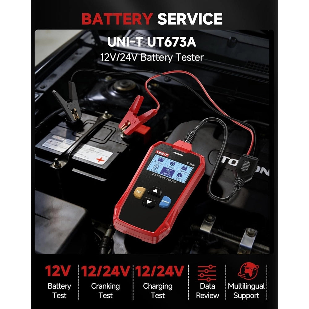 Trade Shop - Tester Per Batterie Ut673a Auto Analizzatore Carica Tensione Batteria 12v 24v Scansione -