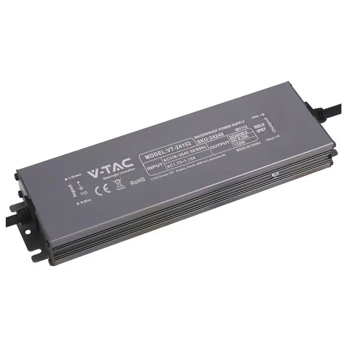 V-TAC Alimentatore LED in Metallo 150W 24V 6.25A con 1 Uscita 224x65x25mm IP67