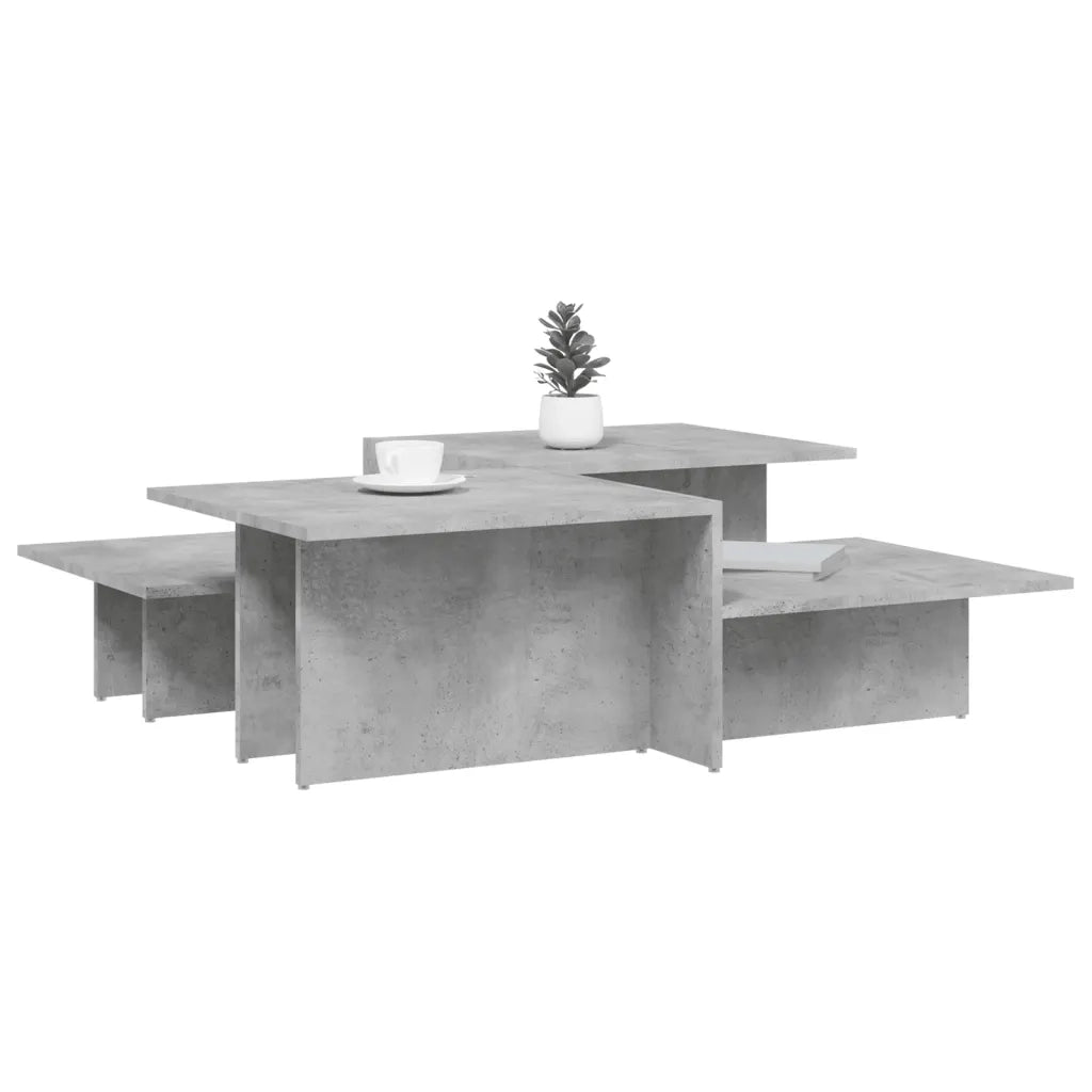 2 pz Tavolini da salotto | Tavolino da caff¨¨ | Tavolino da Soggiorno Grigio Cemento in Legno Multistrato