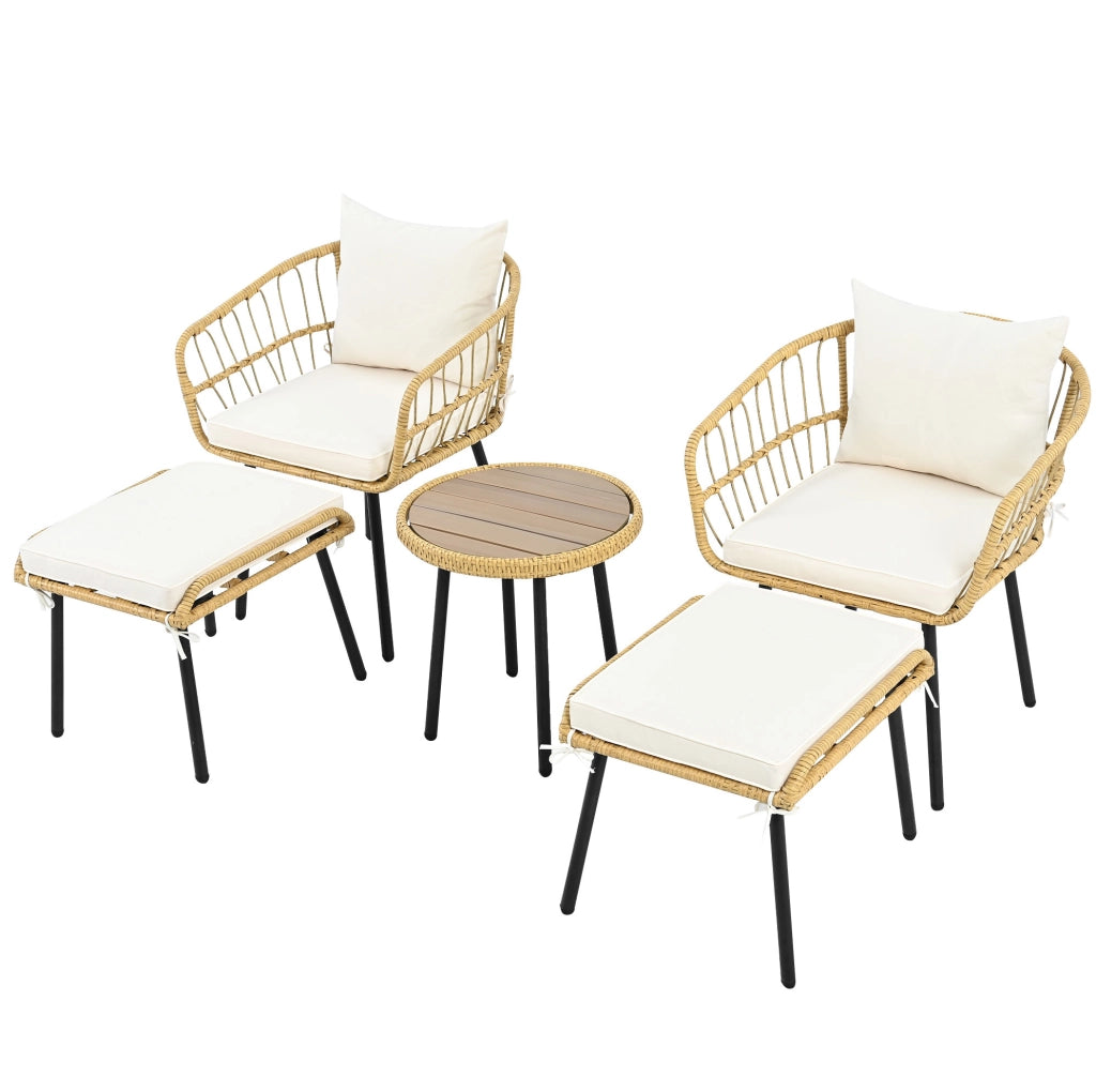 Set da balcone a dondolo 3 pezzi con tavolino in vetro temperato e cuscini beige