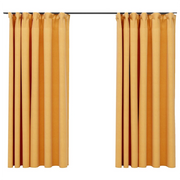 Tende Oscuranti | Tende Blackout con Ganci Effetto Lino 2 pz Gialle 140x175 cm