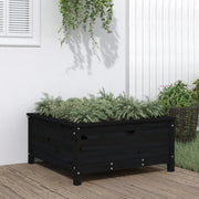 Fioriera da Giardino-Vaso da Esterno-Contenitore per Piante Nera 82,5x82,5x39cm Legno Massello di Pino