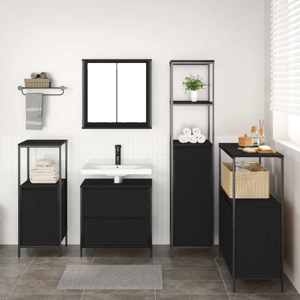 Set di mobili per il bagno 5 pcs Nero Legno multistrato 3328369