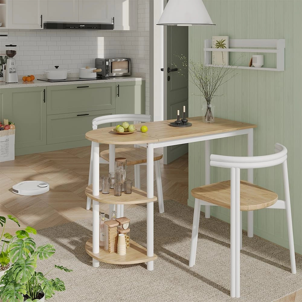Tavolo da cucina Freetown, Quercia dorata/bianco, 110 x 50 cm con ripiani aperti, adatto come tavolo da pranzo o da lavoro per cucine piccole