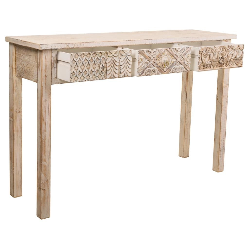 Mobile da ingresso in legno intagliato 120x35x80