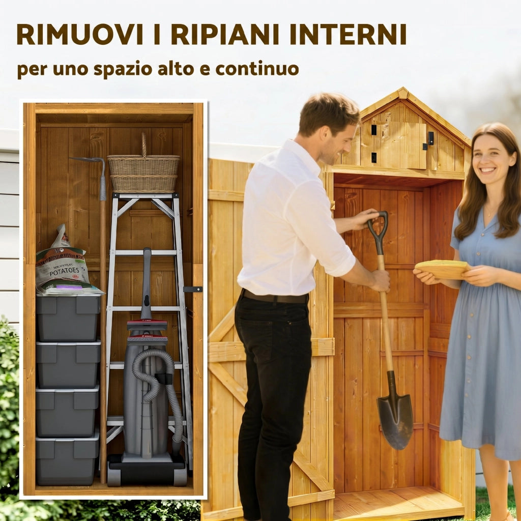 Capanno da Giardino Porta Attrezzi in Legno Impermeabile, 77x54.2x179cm - Giallo