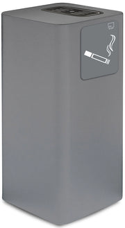 Posacenere da Esterno 30x30xh65 cm In Acciaio Verniciato con Vaschetta Superiore Grigio