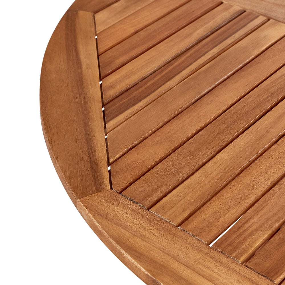 Set da pranzo da giardino 5 pezzi Tavolo rotondo in legno d'acacia 4 sedie Ombrellone da esterno