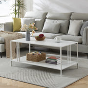 Tavolino Basso Kumlinge in Metallo con Ripiano 47 x 110 x 55 cm Bianco [en.casa]