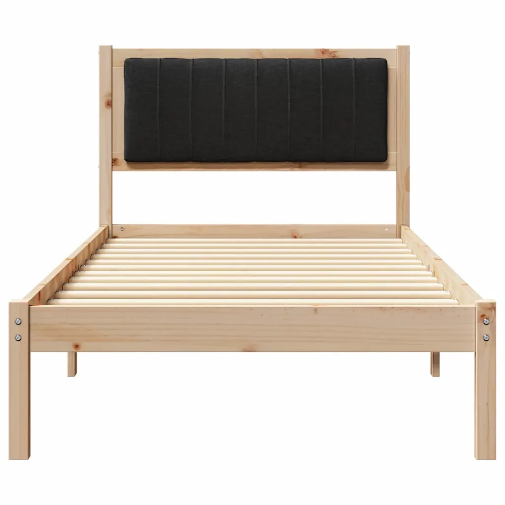 Letto con Testiera Rivestita Nero 90 x 200 cm Pino massello 878286